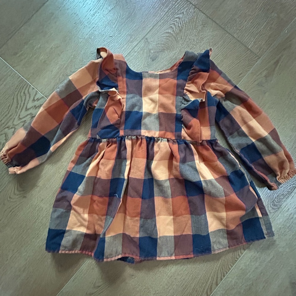 The Children's Place Orange and Blue Plaid Dress